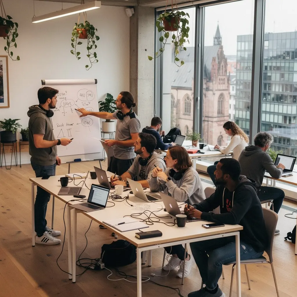 Ein malerischer Blick auf die bunte Altstadt von Heidelberg mit der berühmten Schlossruine im Hintergrund.